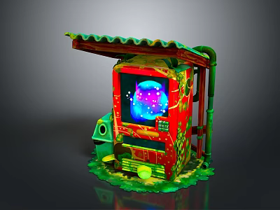 Retro Arcade Game Machine As Colorful Entertainment Appliance With Decorative Design 3d model