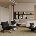 Modern Minimalist Living Room Interior With White L Shaped Sofa Black Armchairs And Abstract Art