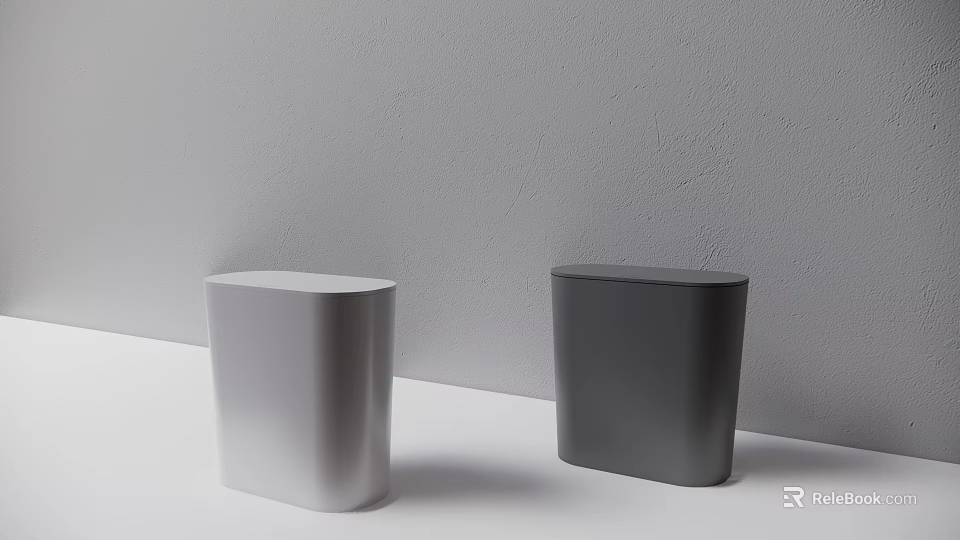 Two Public Trash Bins White And Black Modern Design For Urban Areas 3d model 
