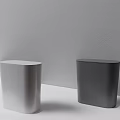 Two Public Trash Bins White And Black Modern Design For Urban Areas