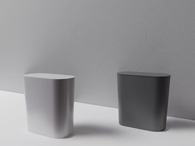 Two Public Trash Bins White And Black Modern Design For Urban Areas 3d model