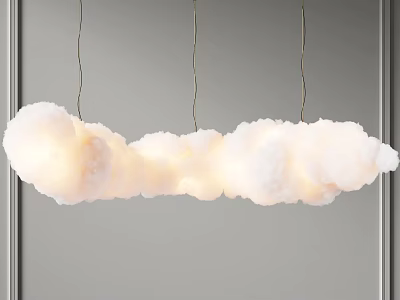 Elegant White Cloud Shaped Pendant Light Hanging With Soft Light For Living Room 3d model