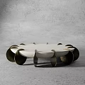 Unique Modern Coffee Table With Round Marble Top And Metallic Ring Base 3d model