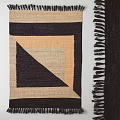 Modern Square Rug With Geometric Pattern Neutral And Warm Tones Fringed Edges
