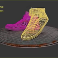 Stylish High Top Shoes Gray White Orange with Spliced Design and Laces on Metal Platform