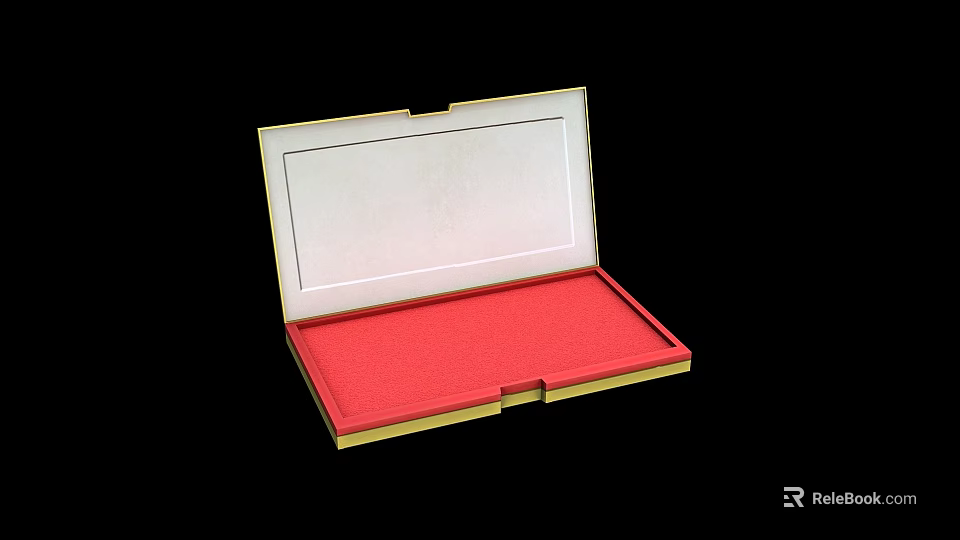 Open Box With Red Interior And Gold Trim For Storage Or Gift Packaging 3d model 