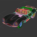 Vintage Green Convertible Sports Car With Red Interior And Classic Design