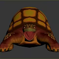 Colorful Turtle with Orange Yellow Shell and Red Green Patterned Body in 3D Rendered Illustration