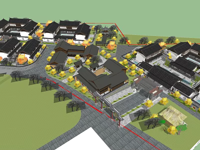 Ancient Architecture Complex With Traditional Courtyards Stone Pathways And Black Tiled Roofs 3d model