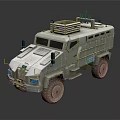 Armored Functional Vehicle With Robust Military Style Design Heavy Duty Tires And Roof Mounted Antennas
