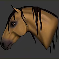 3D Designed Horse Head Model With Orange Brown Color And Dark Mane On Reflective Background