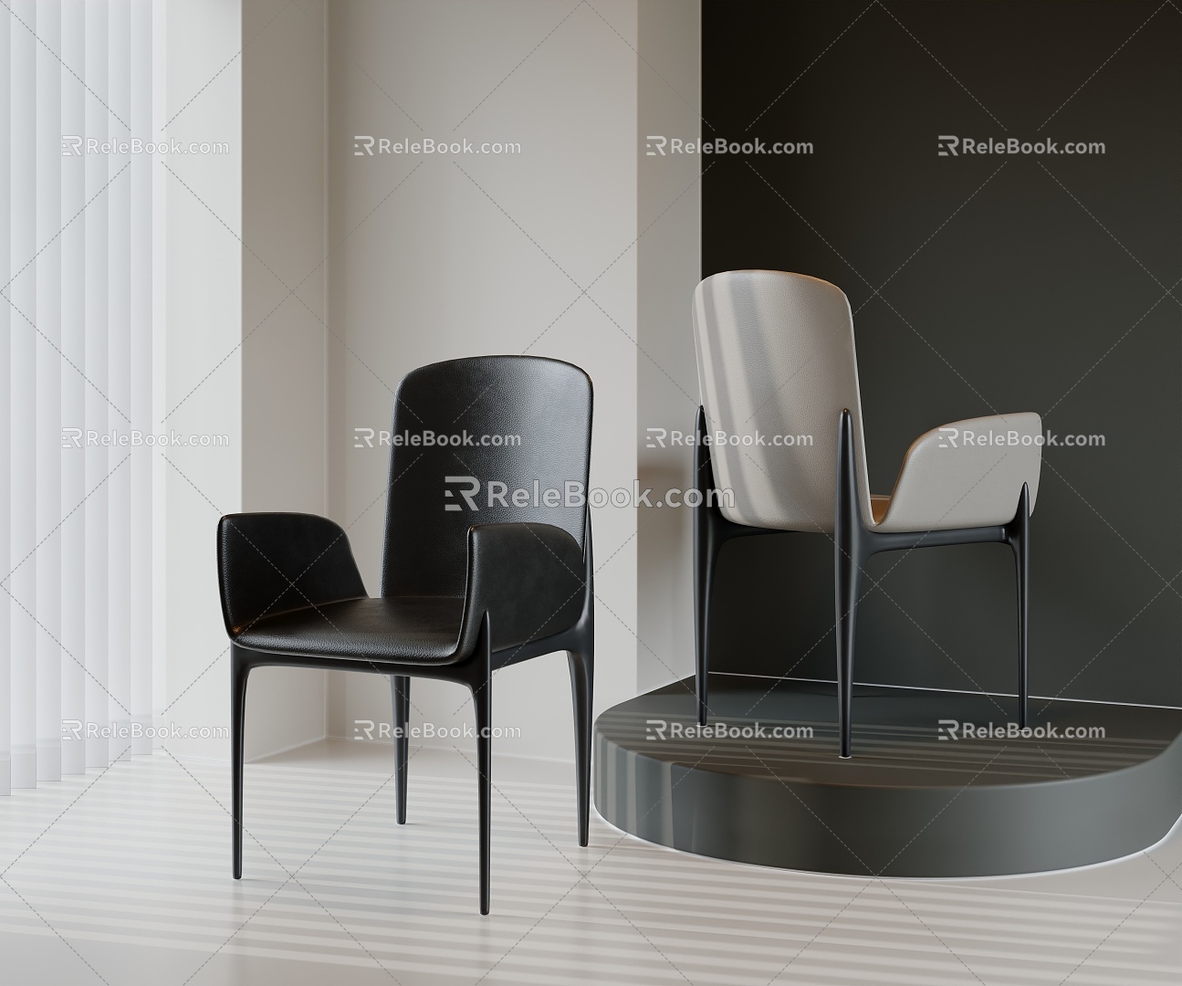 Modern Dining Chair Leather Chair Single Chair 3d model