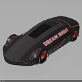 Futuristic Concept Car with Gray Body Red Accents and Dream Night Lettering