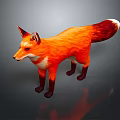 Orange Red Fox Character With White Underbelly Black Paws And Gray Background Reflection 3d model