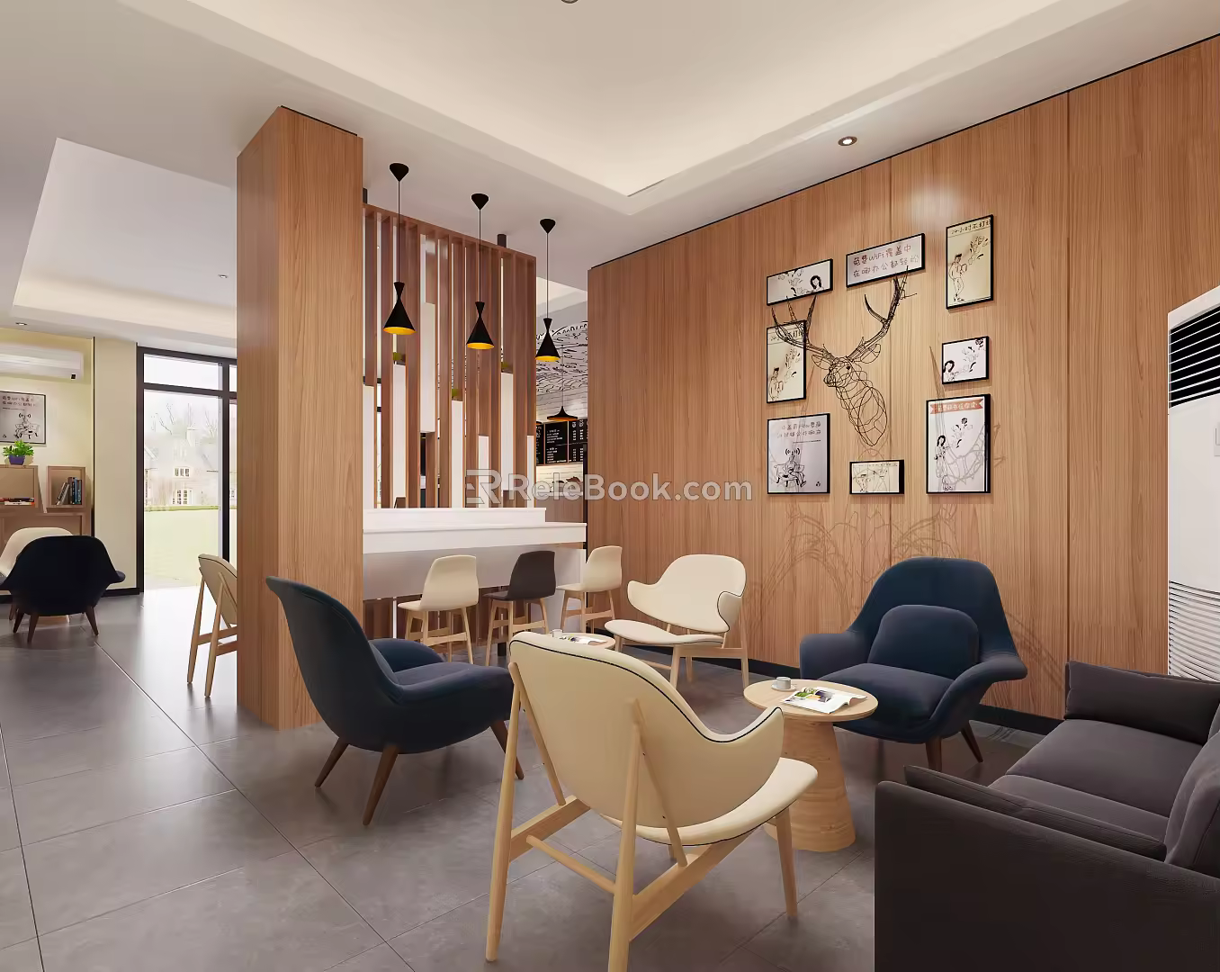 Nordic Hall Hanting Express Hotel Lobby 3d model