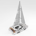 Modern Catamaran Yacht With Sails And Sleek Design 3d model