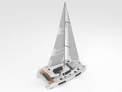 Modern Catamaran Yacht With Sails And Sleek Design 3d model Modern Catamaran Yacht With Sails And Sleek Design 3d model