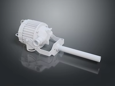 Modern White Furniture Lamp With Cylindrical Body And Rod Shaped Arm On Black Surface 3d model