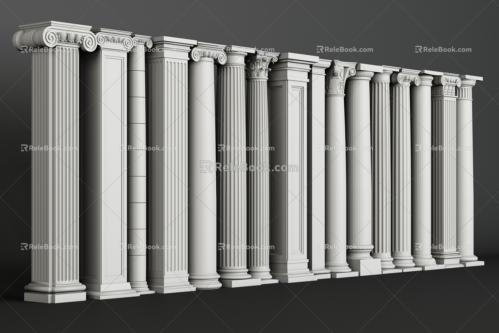 Modern style decorative column plaster column building component 3d model