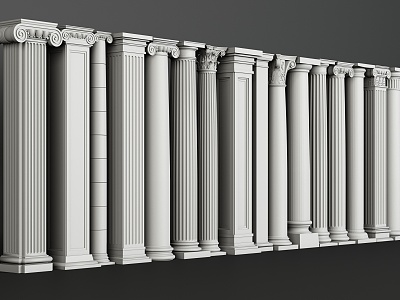 Modern style decorative column plaster column building component 3d model