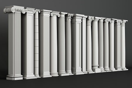 Modern style decorative column plaster column building component 3d model