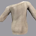 Stylish Beige Knitted Off Shoulder Sweater With Decorative Buttons On Sleeves