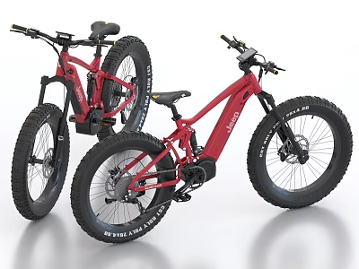 Red Electric Bikes With Fat Tires And Modern Design 3d model