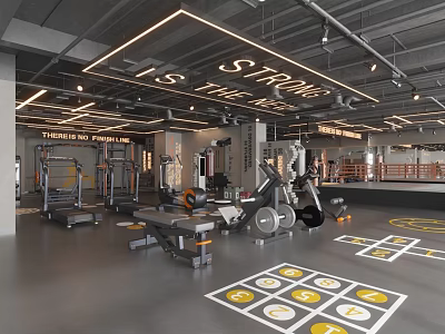 Modern Gym Interior Featuring Fitness Equipment Training Markers And Strong Theme 3d model