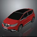 Red Renault MPV Car With Black Roof And Modern Shiny Exterior Design