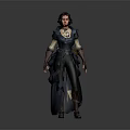 Game And Movie Female Character In Blue Vest With Belt Long Sleeves And Boots