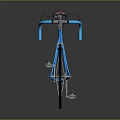 Modern Blue Bicycle With Red Seat Curved Handlebars And Sleek Frame