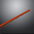 Long Red Train Model with Multiple Carriages on Black Background with Reflection
