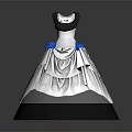 Elegant Black White Dress With Blue Bow Accents And Layered Ruffled Skirt