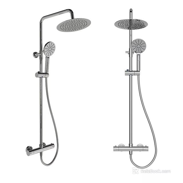 Modern Rain Shower Head Set With Handheld Sprayer And Adjustable Mounting Bracket 3d model