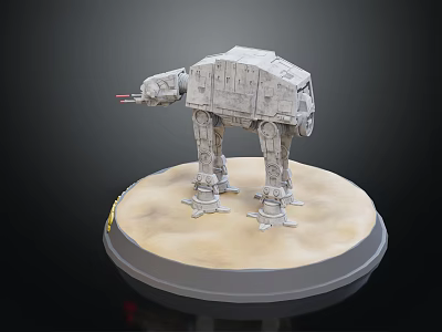 Intelligent Machine Four Legged Mechanical Structure Sci Fi Design On Circular Base 3d model