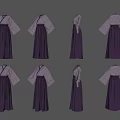 Elegant Purple Traditional Hanfu Long Dress With Long Sleeves And Different Angles