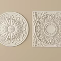 Decorative Ornate White Ceiling Medallions Round And Square With Intricate Patterns 3d model