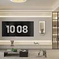 Modern Living Dining Room Interior With TV Wall Glass Display Cabinet And Decorations