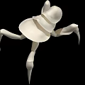 White Flying Animal 3D Model With Long Legs And Intricate Structure On Black Background