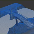 Stone Bridge Connecting Roads Over Calm Water Surface With Wooden Posts And Grass