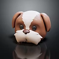 Cute Brown And White Puppy Doll With Big Eyes And Cartoon Style Design