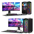 RGB Backlit Gaming Keyboard Mouse And Monitor Setup With Colorful Lights Mouse Pad