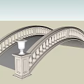 Elegant Arched Landscape Bridge With Decorative Railings And Stone Vases