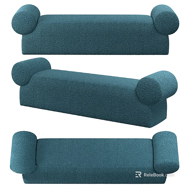 Teal Upholstered Lounge Chair With Curved Armrests And Soft Comfortable Design 3d model 