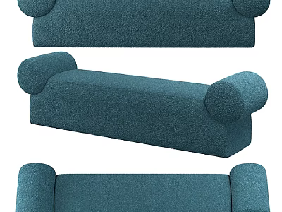 Teal Upholstered Lounge Chair With Curved Armrests And Soft Comfortable Design 3d model