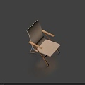 Modern White Leisure Chair Featuring Wooden Armrests and Frame Against Deep Blue Background