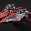 Advanced Futuristic Red And Gray Cosmic Spaceship With Detailed Interstellar Exploration Structure 3d model