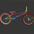 Modern Purple BMX Bicycle With Blue Glowing Wheels And Reflective Surface