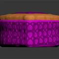 Heart Shaped Cake With Orange Top Purple Center And Pink Heart Pattern Base