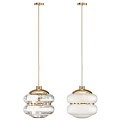 Elegant Modern Pendant Lights With Gold Hanging Rod Clear Glass And White Shade